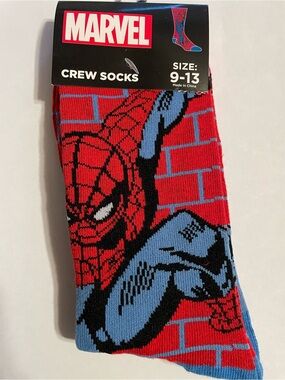 Marvel Spider-Man Red and Blue Crew Socks - Adult